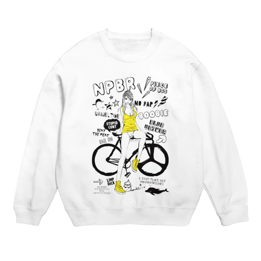 loveclonesのNPBR 自転車女子 ガーリーイラスト Crew Neck Sweatshirt