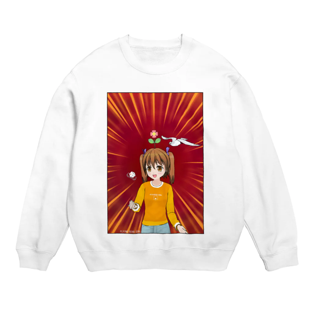 FreeComicHIROのFLYING BIRD GIRL Crew Neck Sweatshirt