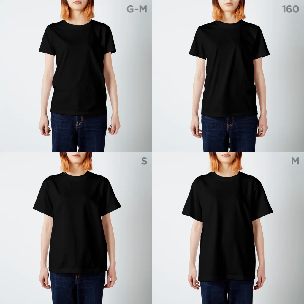 KURONEKO クロネコ 黒猫のなりすましオバケTシャツ スタンダードTシャツのサイズ別着用イメージ(女性)