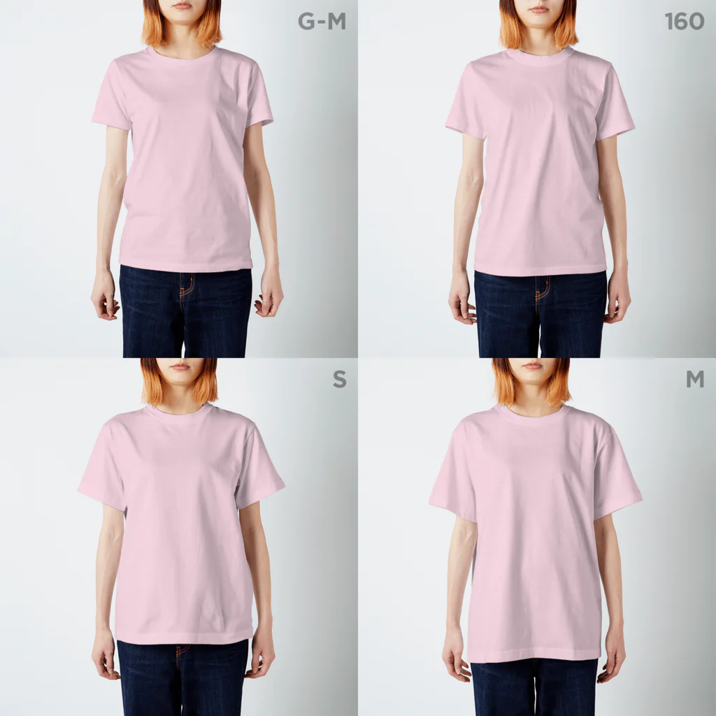 もにゃの宇宙にゃんこ　モノクロ Regular Fit T-Shirt :model wear (woman)