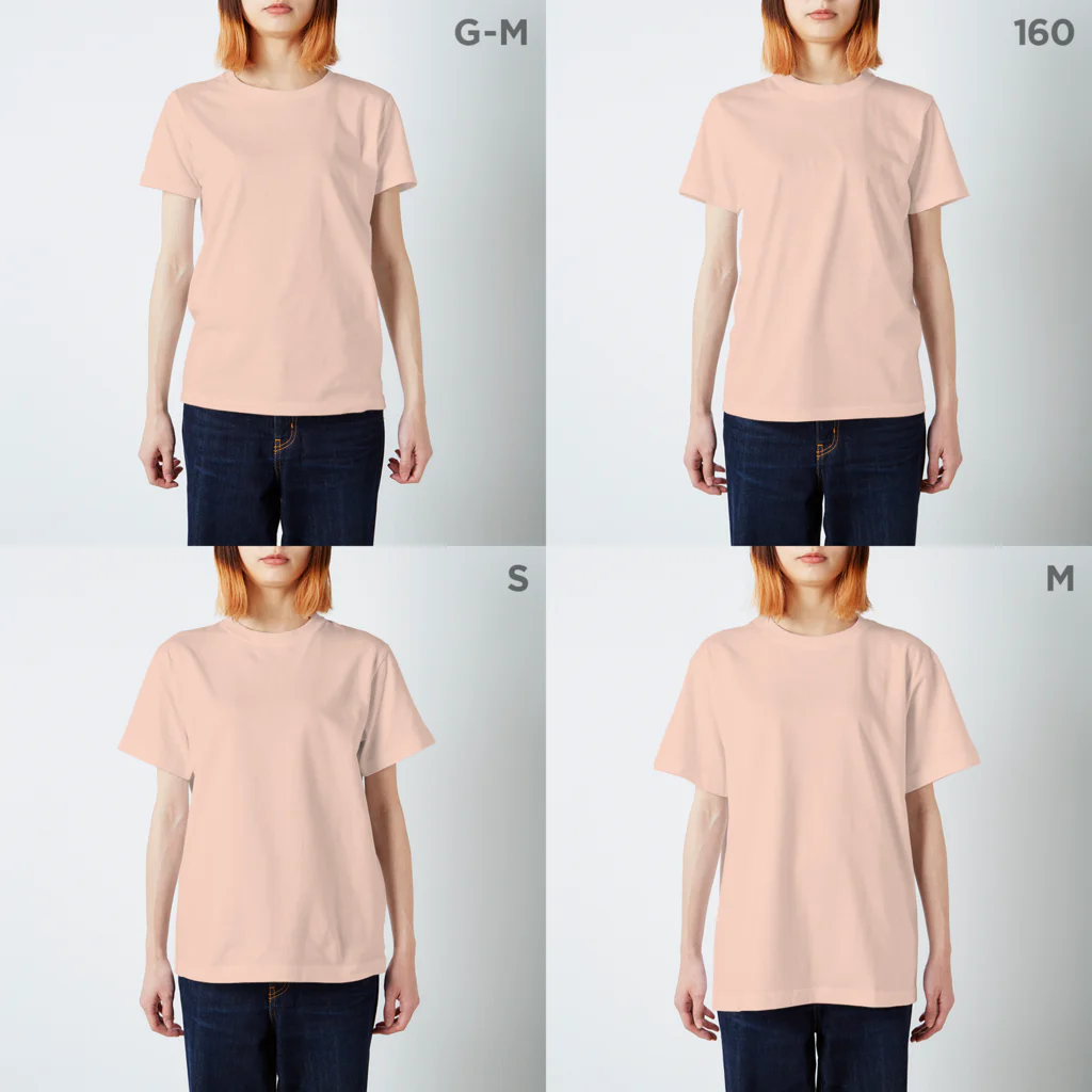 カニホイップのうさぎApple スタンダードTシャツのサイズ別着用イメージ(女性)