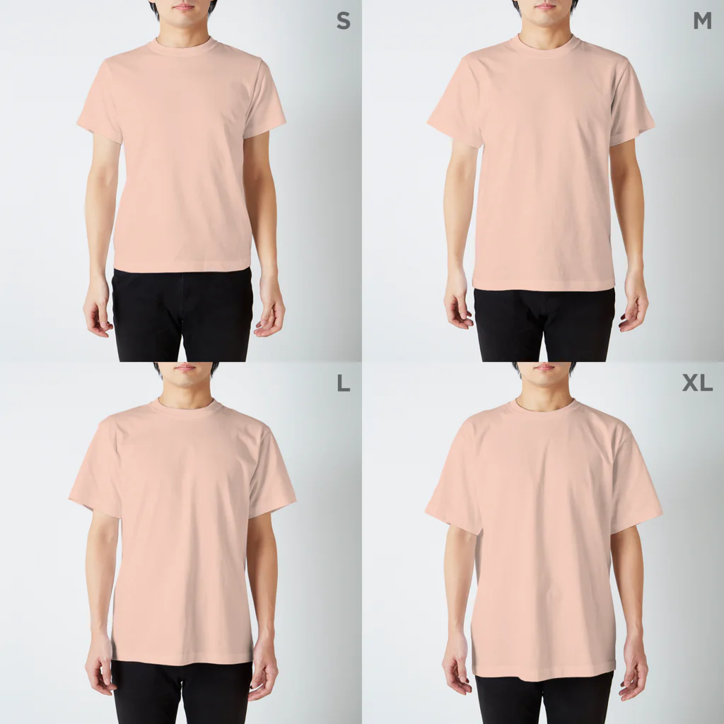 ウタハムちゃんKIDSの初代ウタハムちゃん (女の子) スタンダードTシャツのサイズ別着用イメージ(男性)