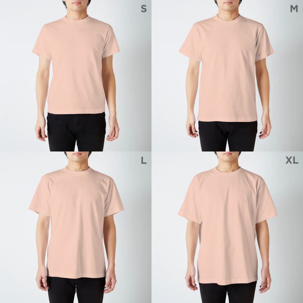 我が家の画伯たちのむぎちゃんのシマエナガ（ロゴ入り） Regular Fit T-Shirt :model wear (male)