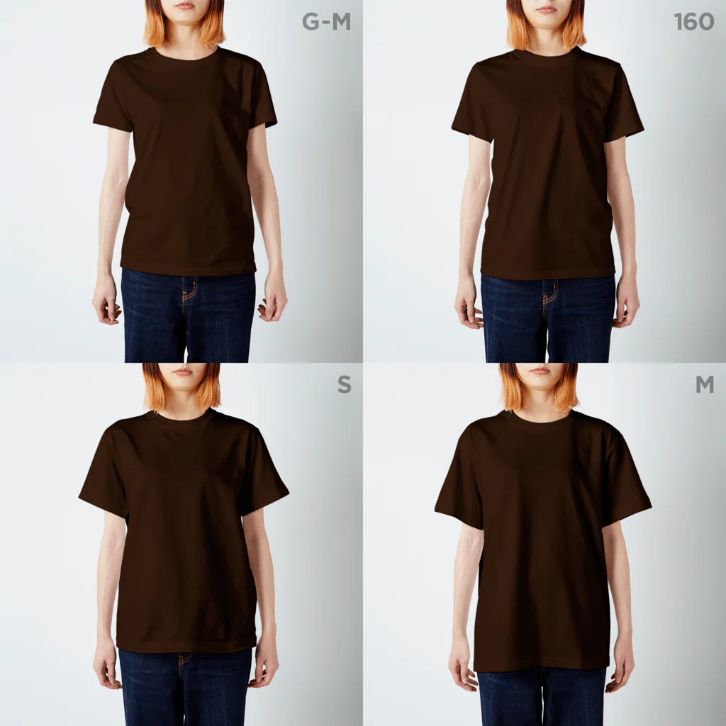 デザインをしましたのカブトムシ（水色文字） Regular Fit T-Shirt :model wear (woman)