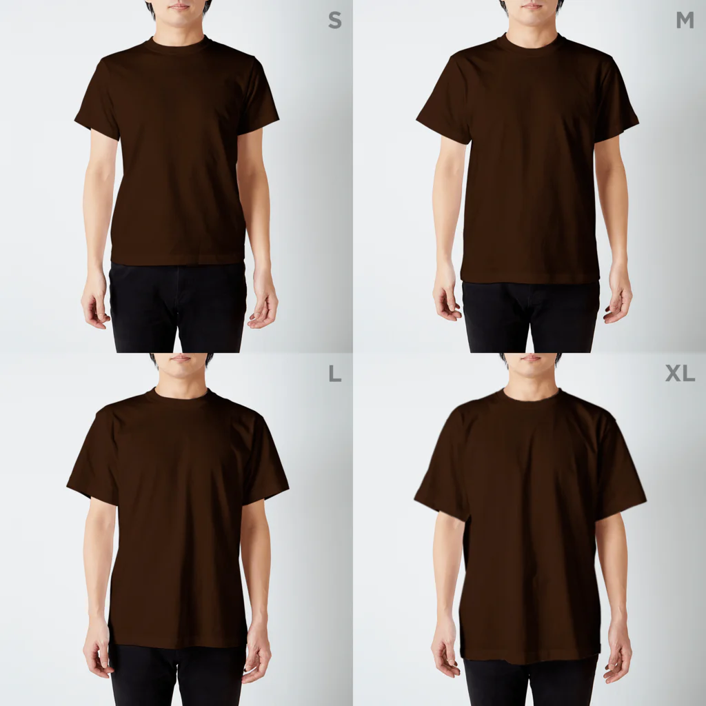 デザインをしましたのミヤマクワガタ（水色文字） スタンダードTシャツのサイズ別着用イメージ(男性)