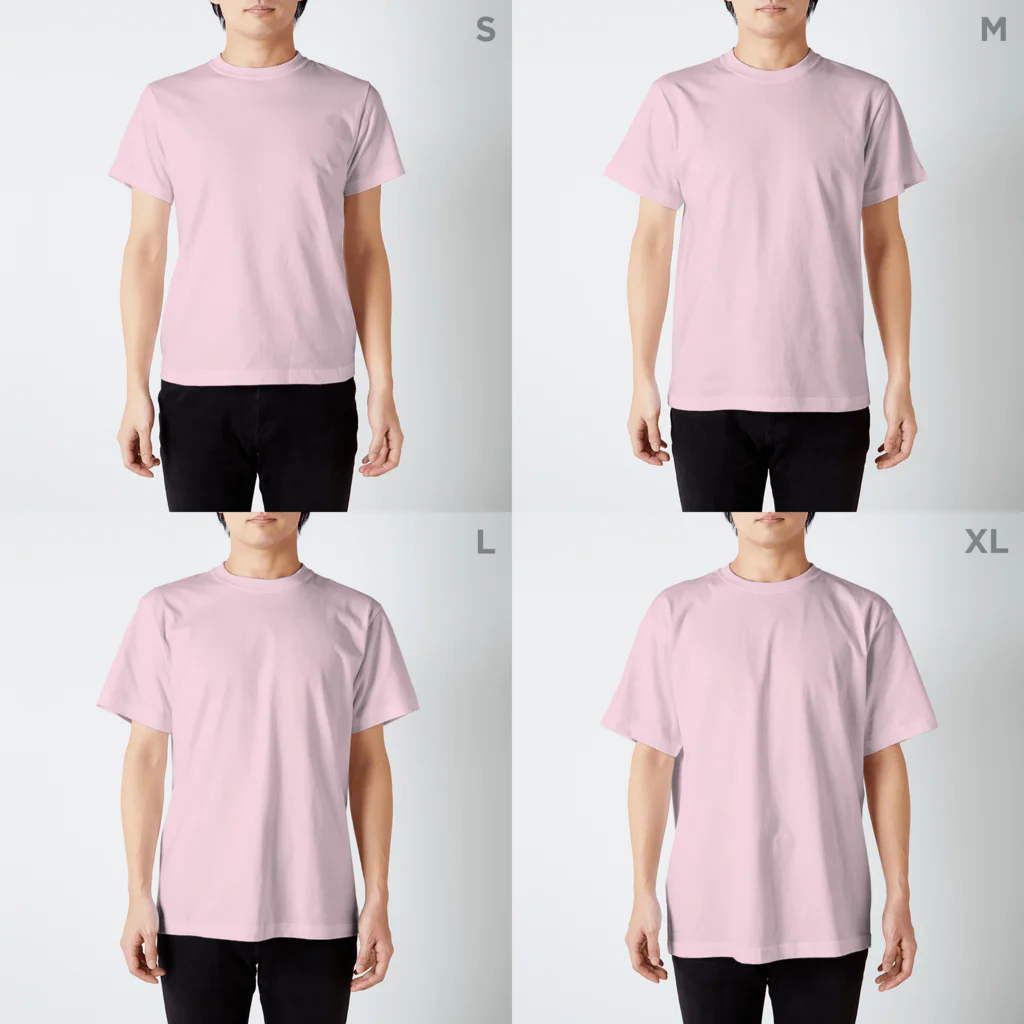 crayonerdのサクラヘビちゃん スタンダードTシャツのサイズ別着用イメージ(男性)