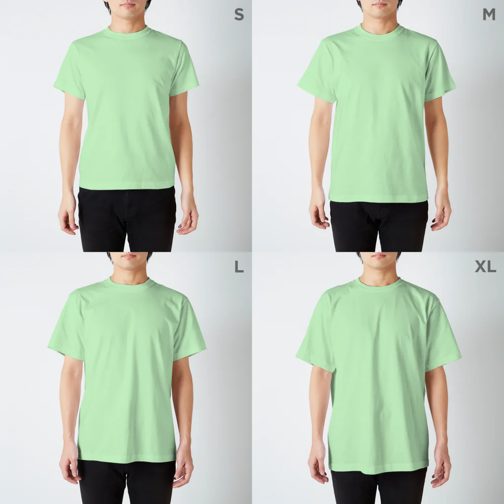 ふみきりグッズSHOPの踏切4 スタンダードTシャツのサイズ別着用イメージ(男性)