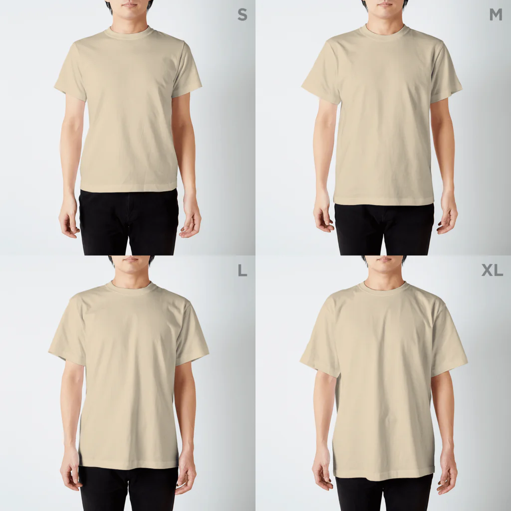 デザインをしましたのオオクワガタ（赤文字） Regular Fit T-Shirt :model wear (male)