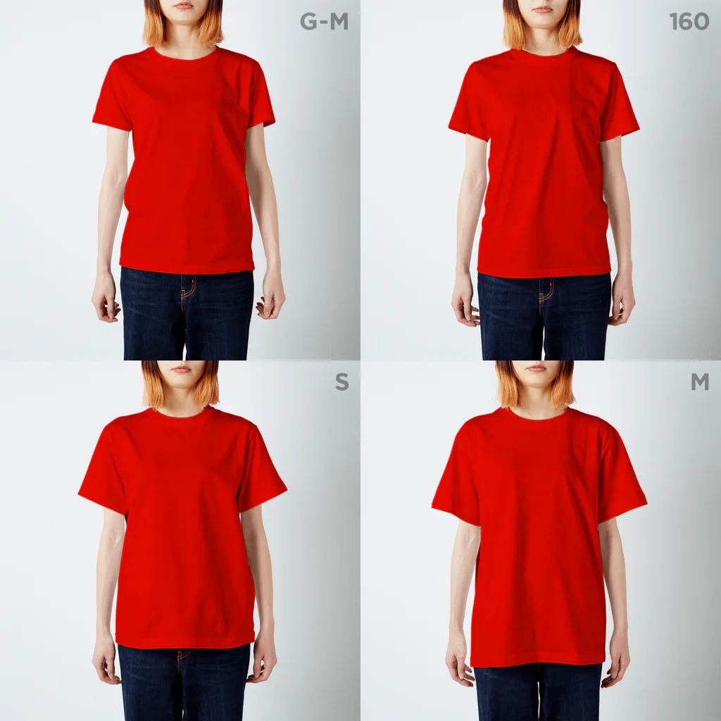 甘口家のおみせのけーきをたべすぎたむしばくん（くろいせんver） Regular Fit T-Shirt :model wear (woman)