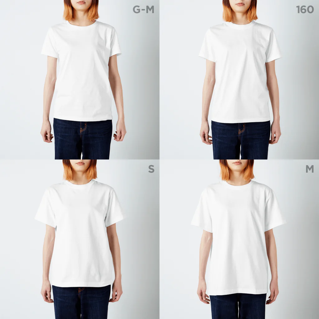 shikakunの多摩ビ スタンダードTシャツのサイズ別着用イメージ(女性)