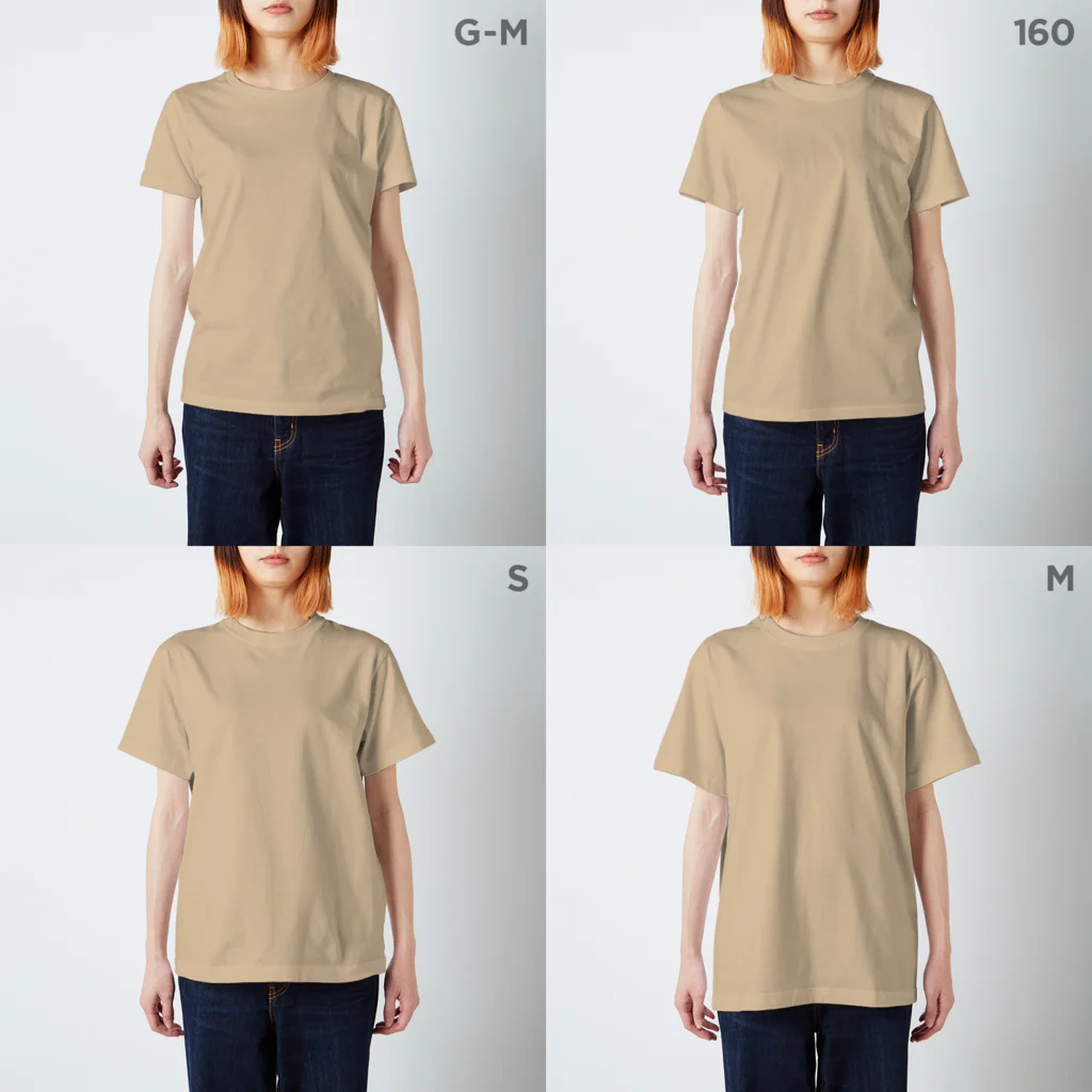dinosaur07のダイナソーバトル5 スタンダードTシャツのサイズ別着用イメージ(女性)