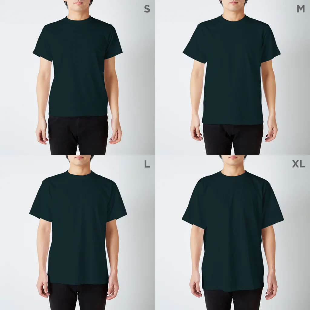 Boo houseのコケコッコ〜 スタンダードTシャツのサイズ別着用イメージ(男性)
