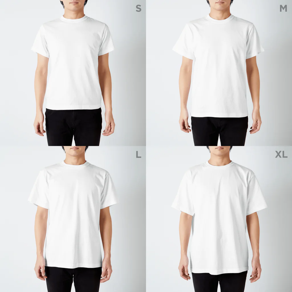 ぼんやり商会 SUZURI店のロンドンバスさん スタンダードTシャツのサイズ別着用イメージ(男性)