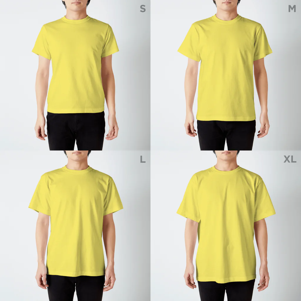 designerk　ＧＰの猫の取り合い スタンダードTシャツのサイズ別着用イメージ(男性)
