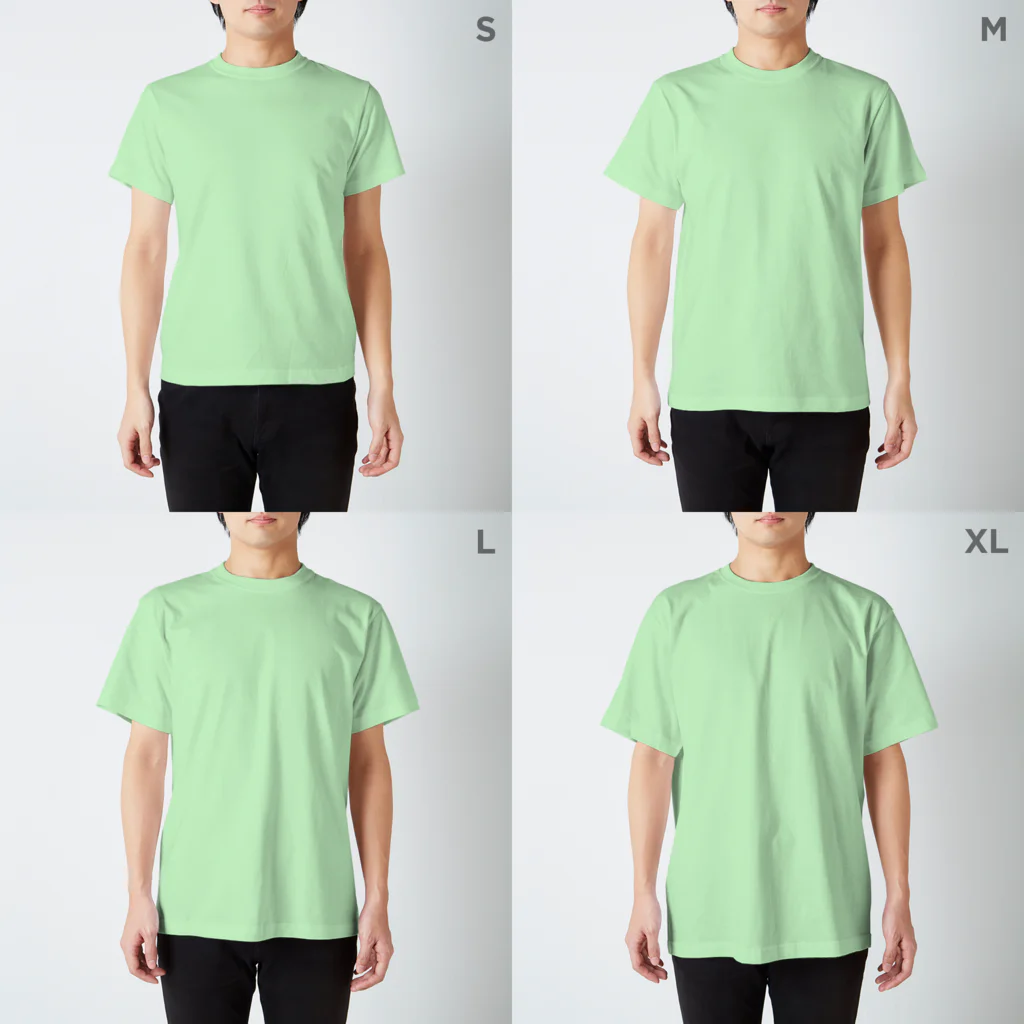 maris_ball_919のバランスボールとフラミンゴ② スタンダードTシャツのサイズ別着用イメージ(男性)