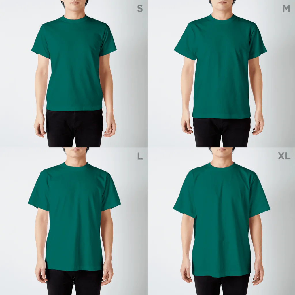 スタジオサスフォーの鳥漢字 スタンダードTシャツのサイズ別着用イメージ(男性)