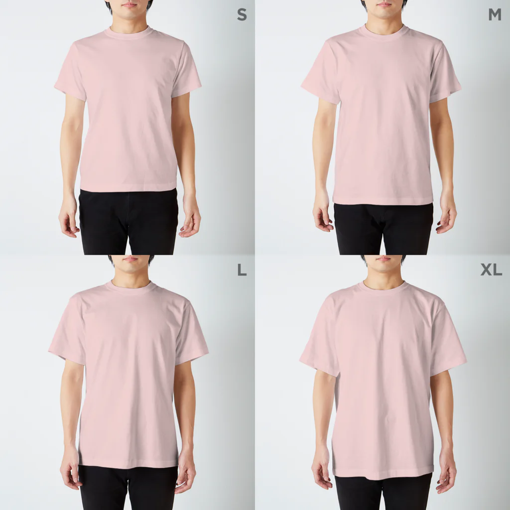 YUTANEKO公式ショップのゆたねこ夏コーデ（単色） スタンダードTシャツのサイズ別着用イメージ(男性)
