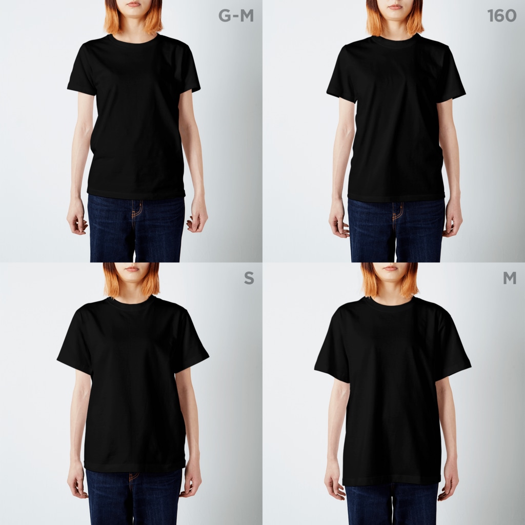 荒塚オガミのグッズショップ（SUZURI店）のWorship(ロゴ白) Regular Fit T-Shirt :model wear (woman)
