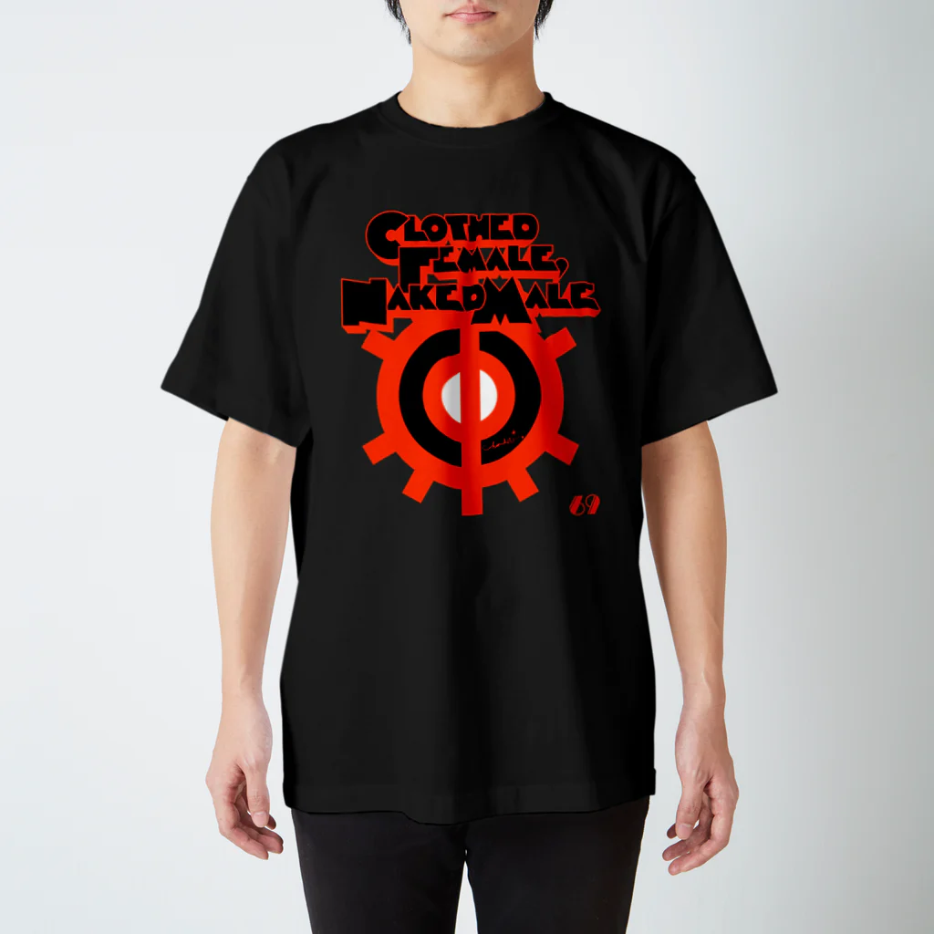 loveclonesのCFNM LOGO ORANGE BLACK スタンダードTシャツ