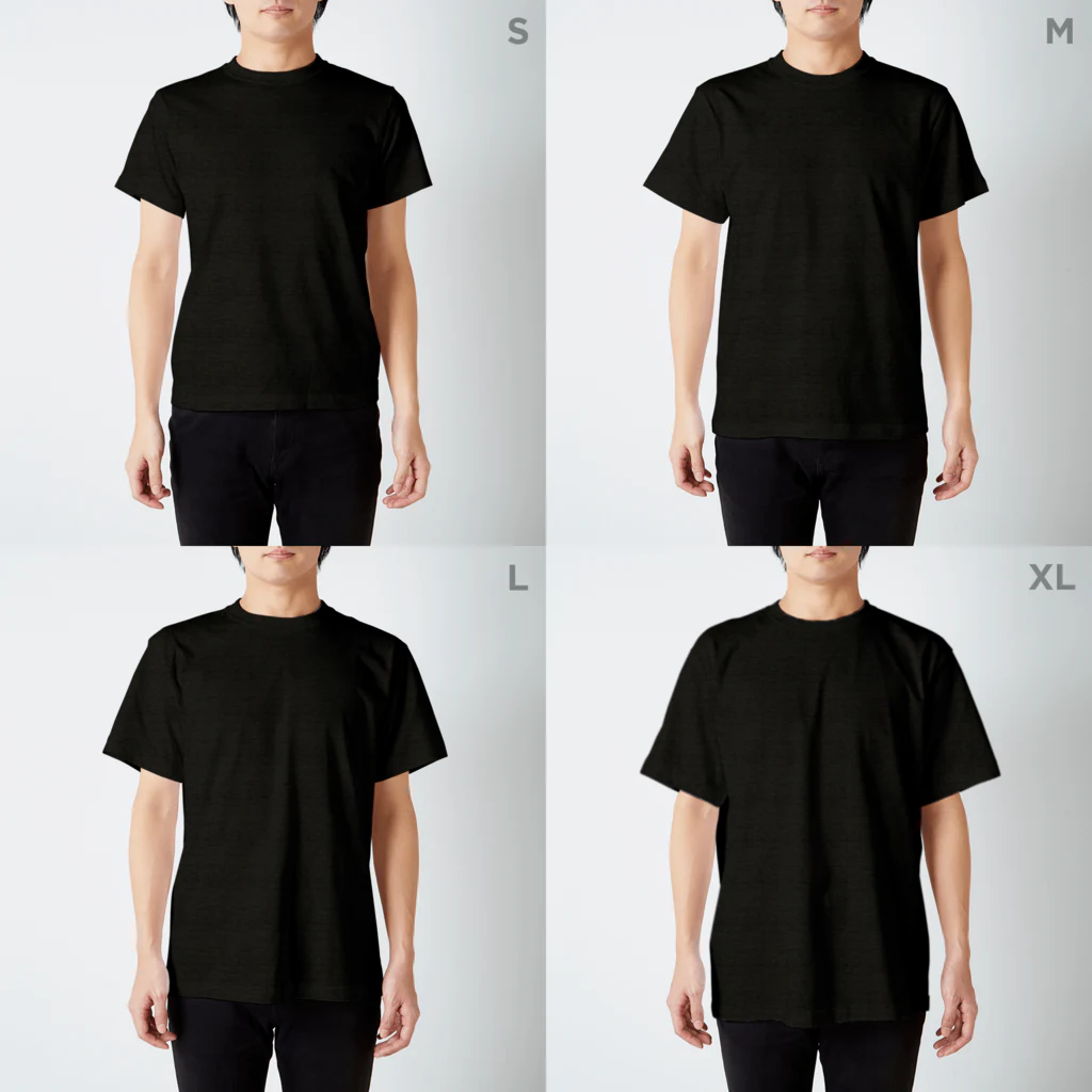 rokoの双子のレッサーパンダ スタンダードTシャツのサイズ別着用イメージ(男性)