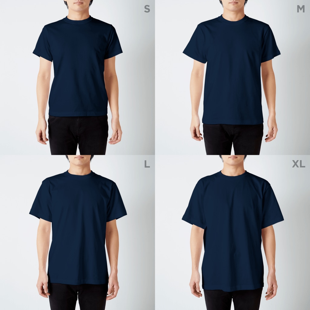 ShikakuSankakuの太陽系の仲間たち(黒地用) Regular Fit T-Shirt :model wear (male)