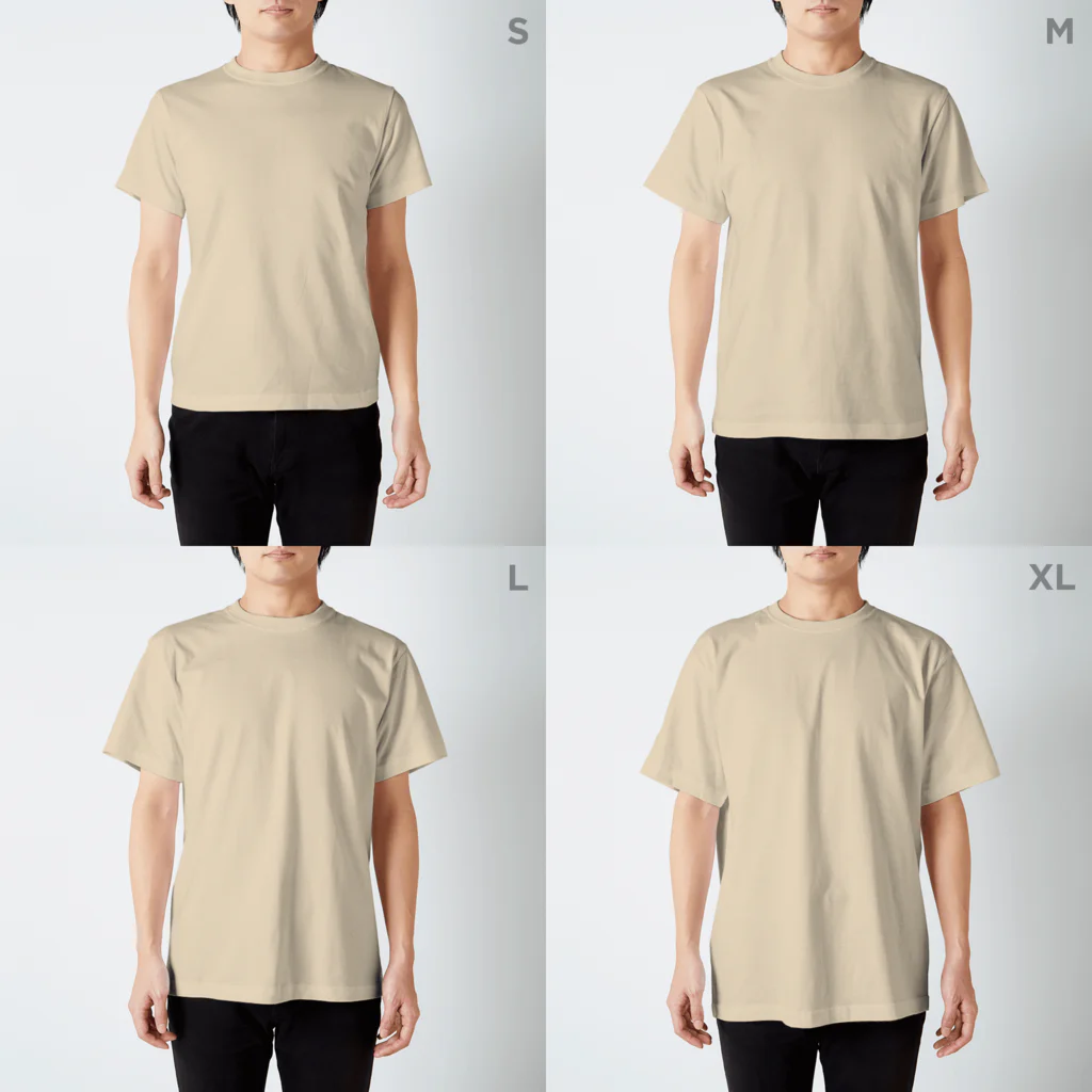 いちごだわし🐹の浮世絵風フェレット スタンダードTシャツのサイズ別着用イメージ(男性)