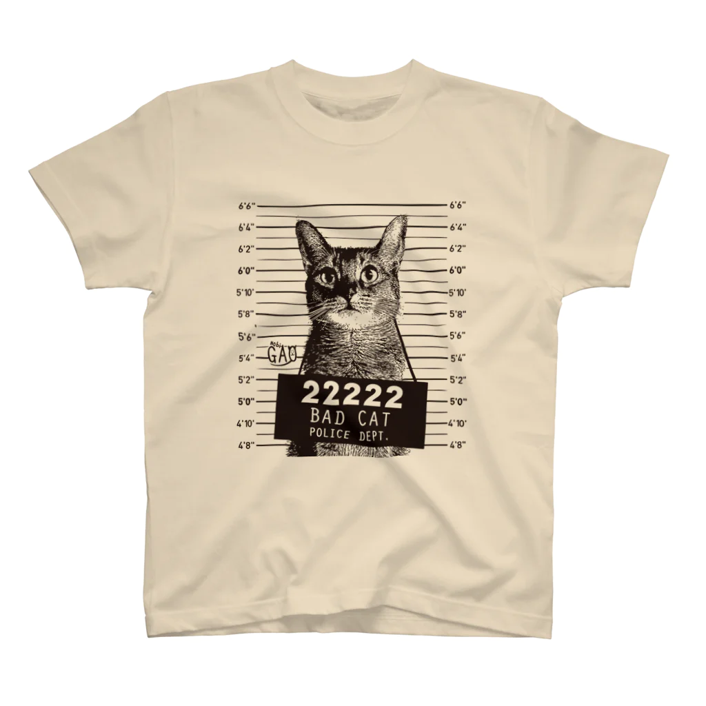 NobigaoのNobigao 猫マグショット スタンダードTシャツ