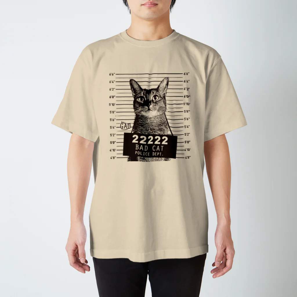 NobigaoのNobigao 猫マグショット スタンダードTシャツ