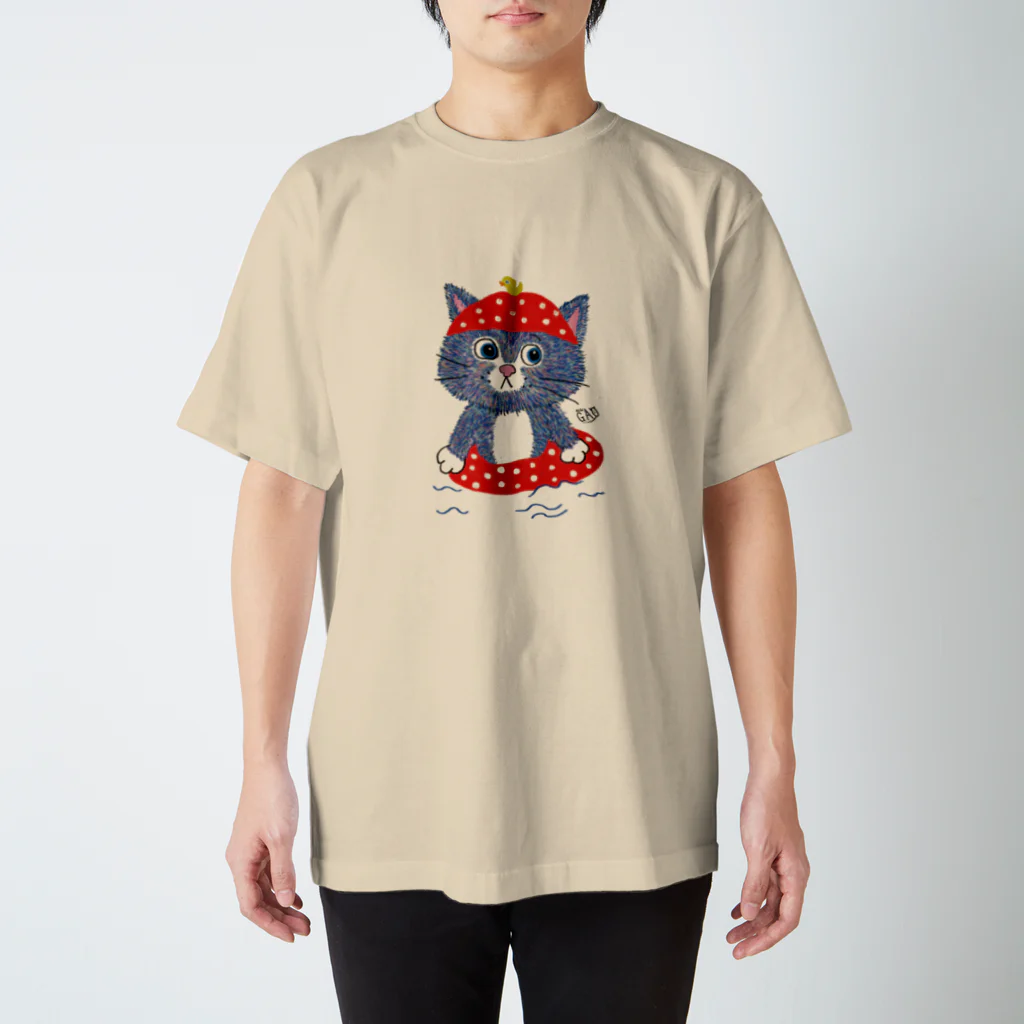 NobigaoのNobigaoねこと浮き輪。 スタンダードTシャツ