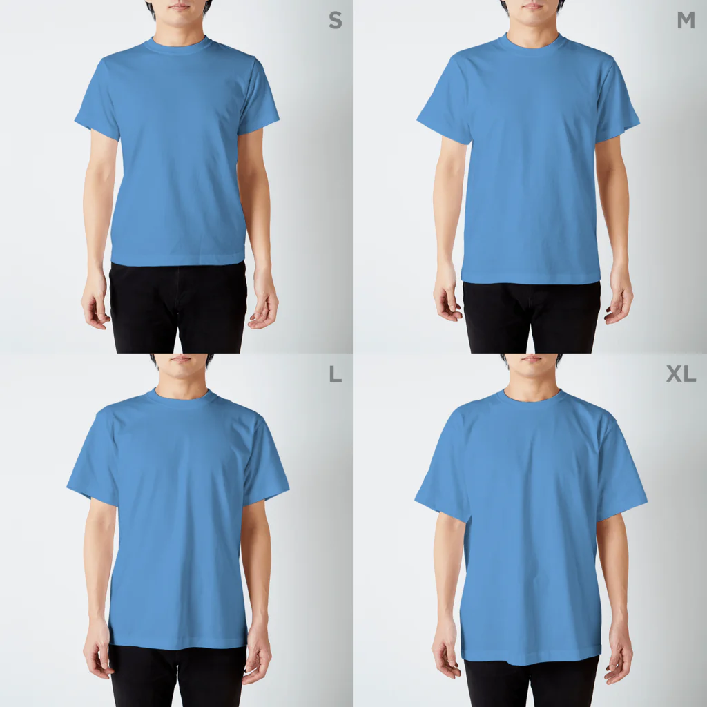 よしもと芸人オフィシャルショップのzakkaYOSHIMOTO すゑひろがりず スタンダードTシャツのサイズ別着用イメージ(男性)