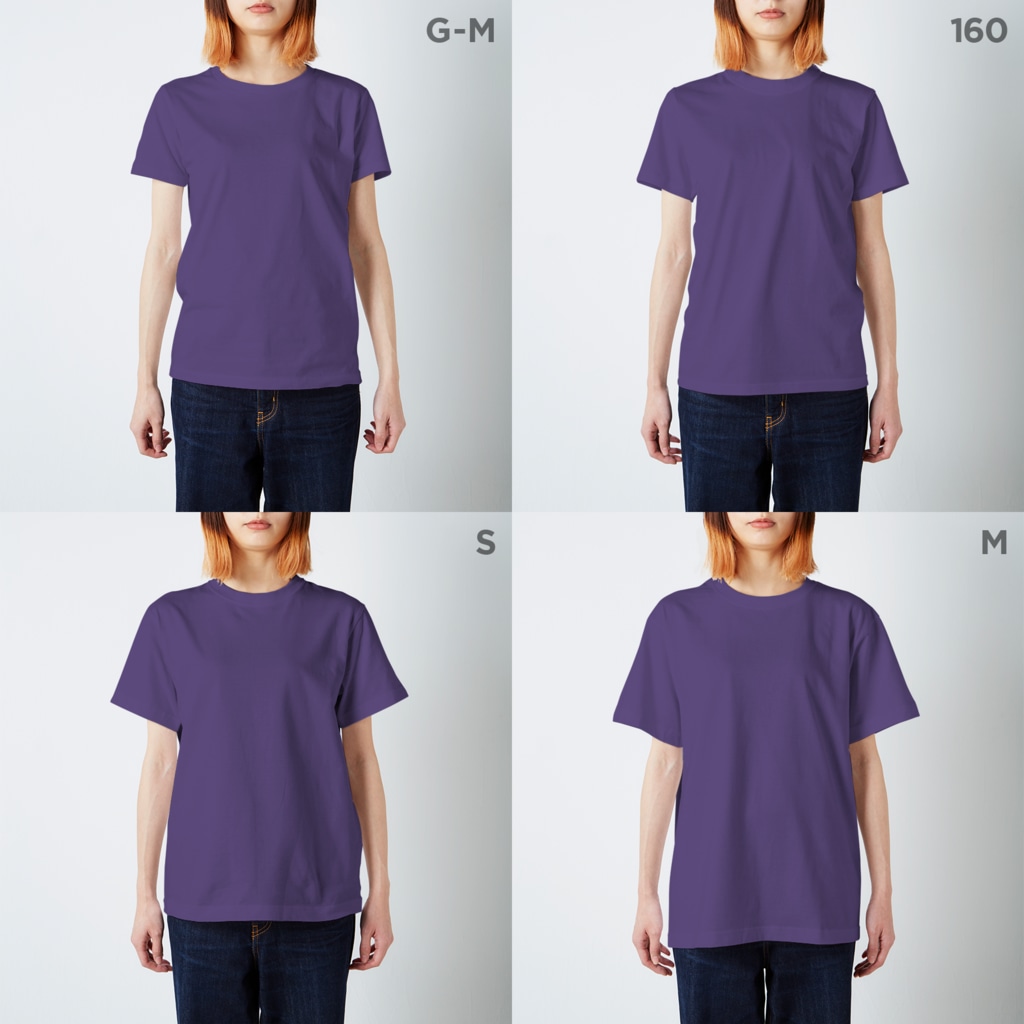 “すずめのおみせ” SUZURI店のすずめだいきち(Smile makes you happy) Regular Fit T-Shirt :model wear (woman)
