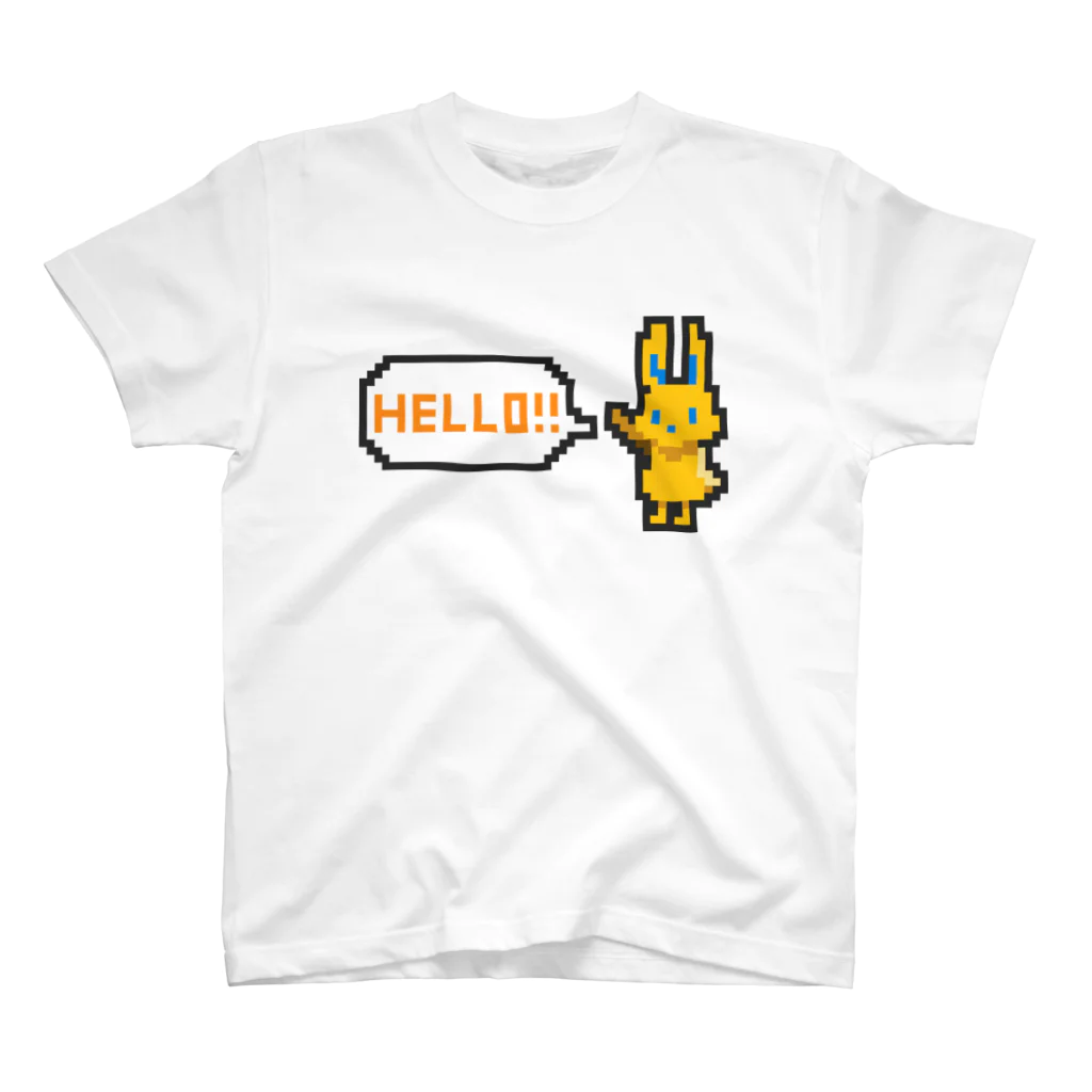 manaのドット絵風うさぎ「HELLO!!」 スタンダードTシャツ