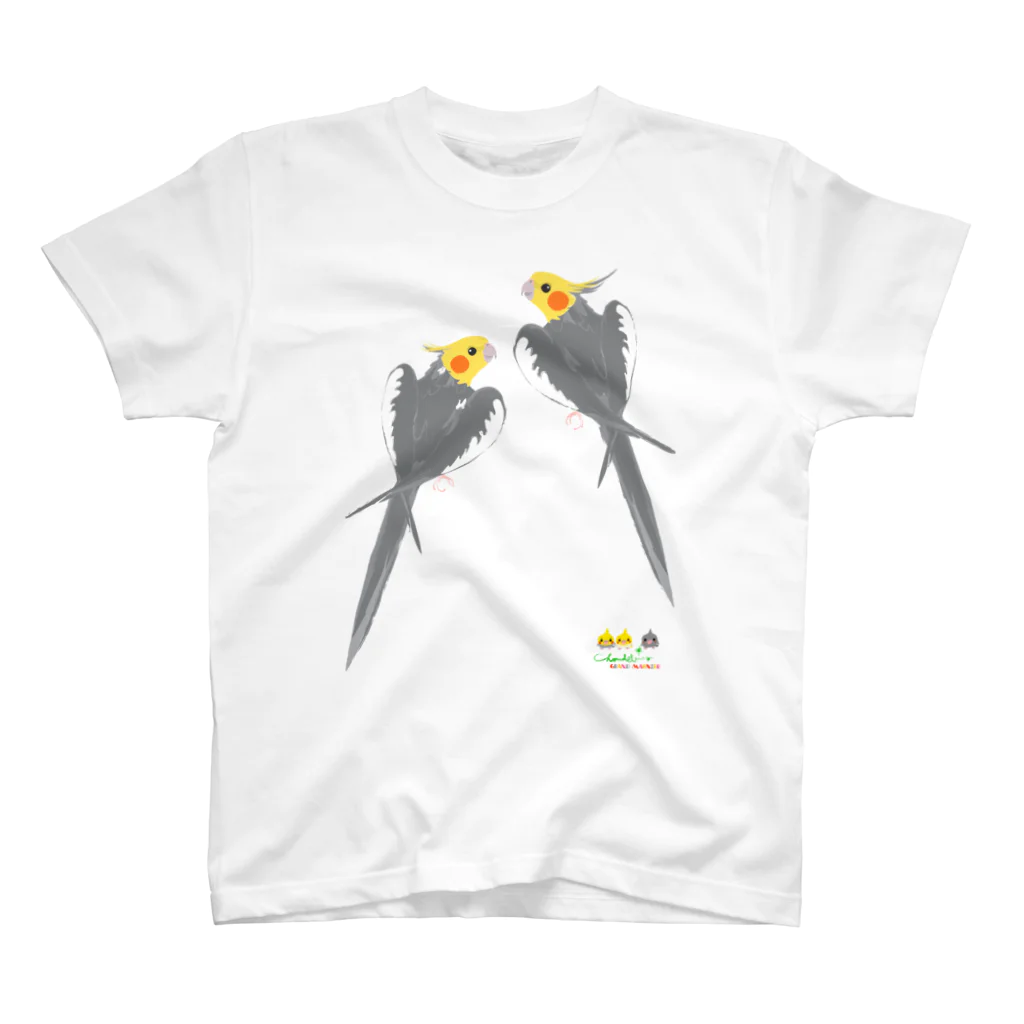 LittleLoroのノーマルオカメインコ　ごきげんポーズ中 スタンダードTシャツ