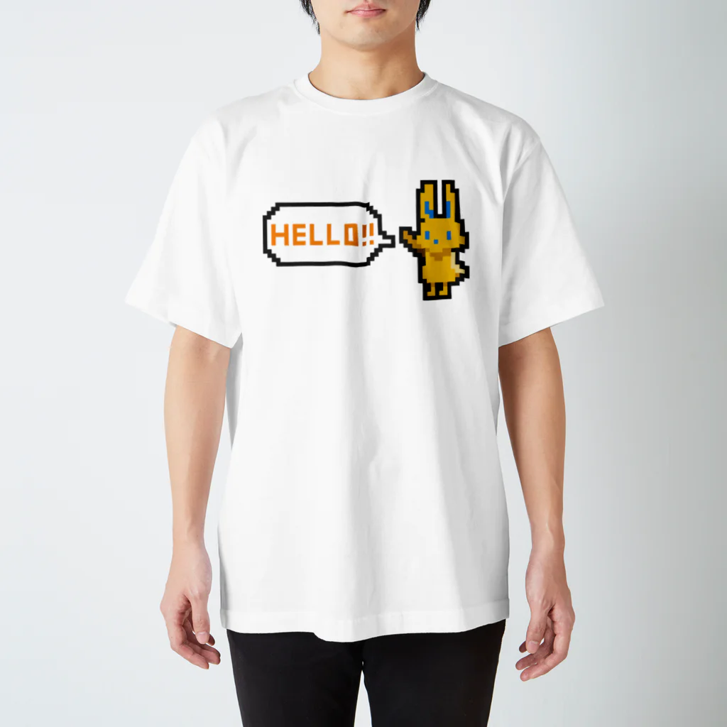 manaのドット絵風うさぎ「HELLO!!」 Regular Fit T-Shirt