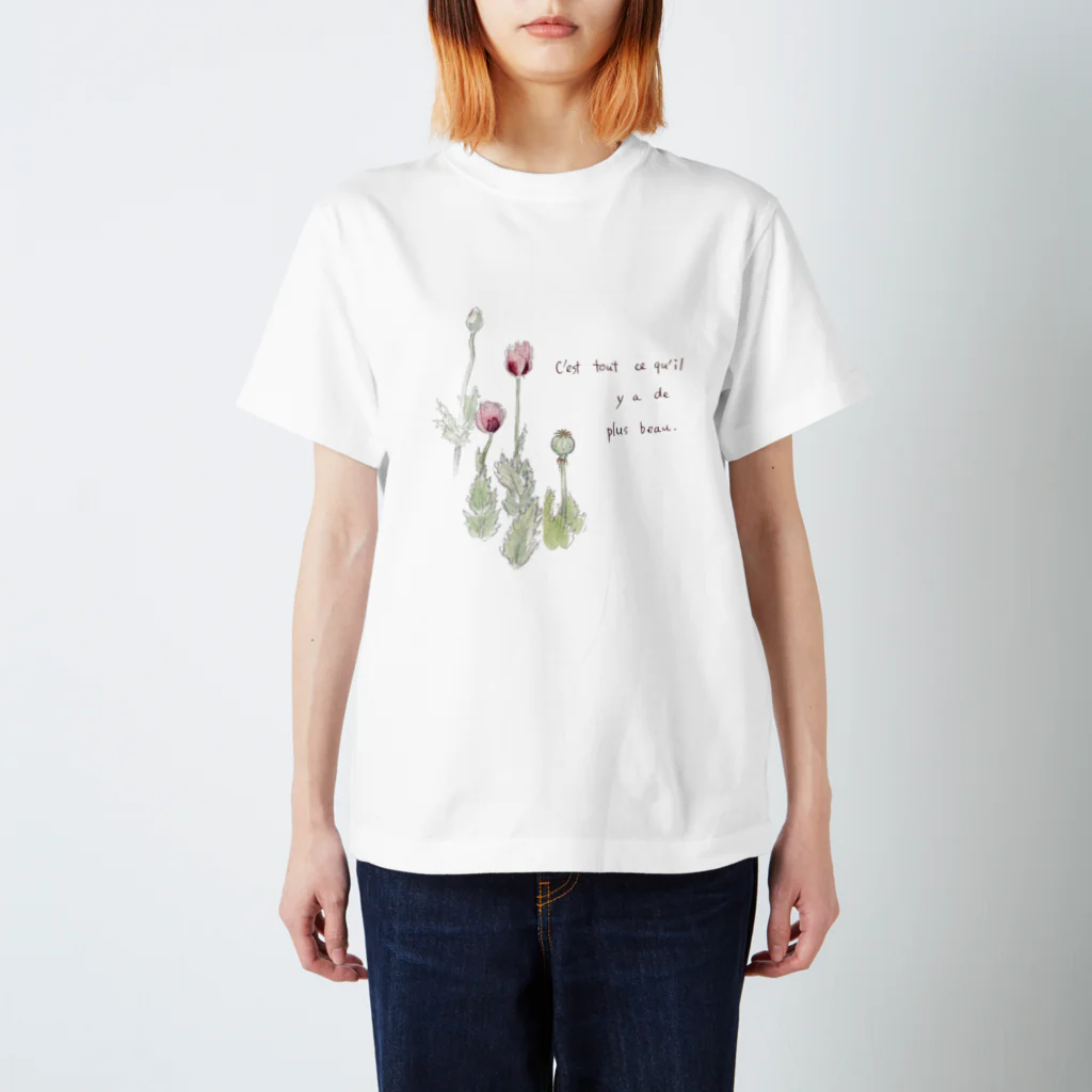 かんざき かりんのナチュラルシリーズ「ピンクのけし」 Regular Fit T-Shirt