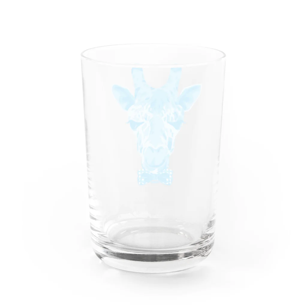 Cɐkeccooのおしゃれ好きなキリン(ジラフ)ブルー Water Glass :back