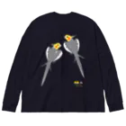 LittleLoroのノーマルオカメインコ　ごきげんポーズ中 ビッグシルエットロングスリーブTシャツ