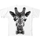 Cɐkeccooのおしゃれ好きなキリン(ジラフ)モノクロ All-Over Print T-Shirt