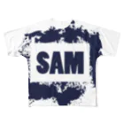 SAMのSAMロゴ（紺色） フルグラフィックTシャツ