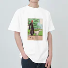 J. Jeffery Print Galleryの愛犬とお散歩 ヘビーウェイトTシャツ