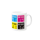 色見本風グッズのお店のCMYKカラー SQUARE Mug :right side of the handle