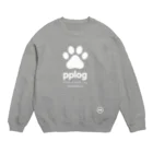 (\( ⁰⊖⁰)/) esaのpplog（白抜き） Crew Neck Sweatshirt