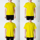 キツネイモリの人のコドモ キツネイモリ 티셔츠のサイズ別着用イメージ(男性)