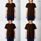 デザインをしましたのミヤマクワガタ（水色文字） スタンダードTシャツのサイズ別着用イメージ(女性)