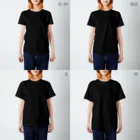 RING VARIOUS －torikarado－のﾊﾞｰｺｰﾄﾞﾌﾚｷｼﾌﾞﾝ黒　-背面ﾌﾞﾝﾉﾏﾓﾘ- スタンダードTシャツのサイズ別着用イメージ(女性)