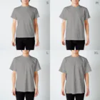 SleepDOGのボックスロゴ「サプリメント」 スタンダードTシャツのサイズ別着用イメージ(男性)