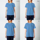 STOMACHACHE.のTECHNOLOGY_goods_phone スタンダードTシャツのサイズ別着用イメージ(女性)