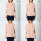 海賊猫 cocoの愛猫♱虹の橋♱ねこてんし④ ペットロス♱Donation Items スタンダードTシャツのサイズ別着用イメージ(女性)
