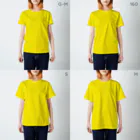 ✨🌈✨ユラクラカン🇯🇵 ✨🌈✨のオリーブの枝とハト　 スタンダードTシャツのサイズ別着用イメージ(女性)