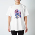 月夜の黒うさぎの立て巻きロール少女 Regular Fit T-Shirt